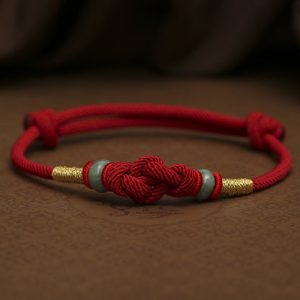 Red String Jade Luck Fortune Knot Braided Couple Bracelet